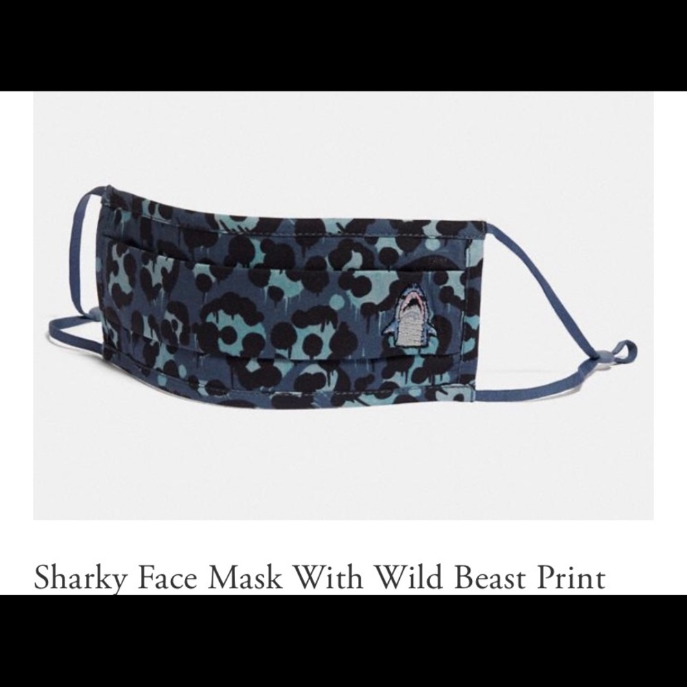 NWT Coach Sharky Face Mask With Wild Beast Print
